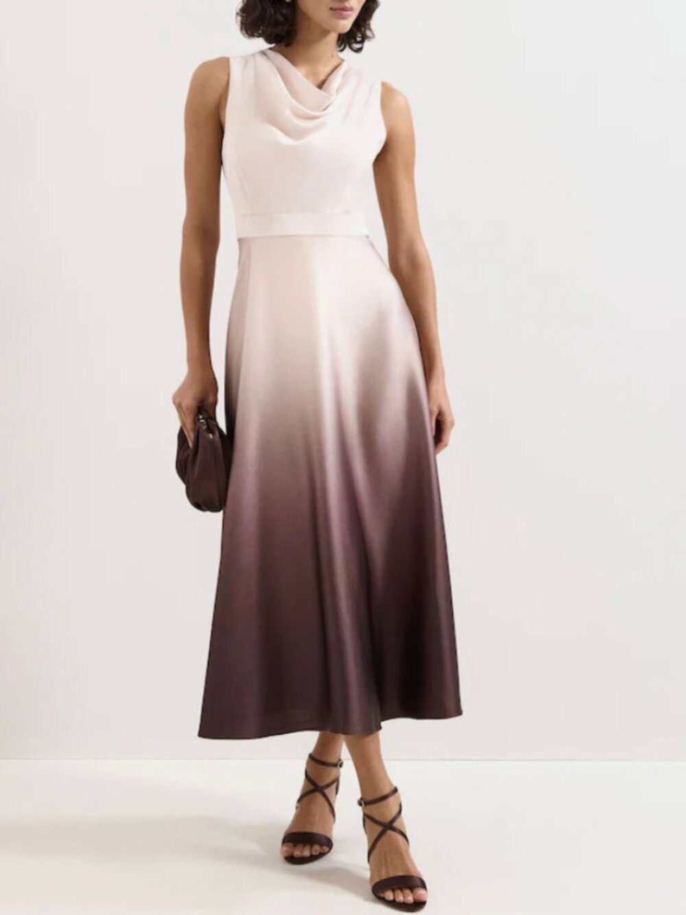 Phase Eight Cream Cheryl Ombre Midi Dress Satin Cocktail Party Event Wedding